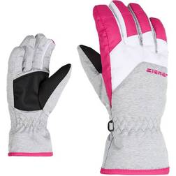 Ziener Boy's Lando Ski Gloves - Light Melange/Pop Pink