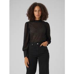 Vero Moda VmBecca LS High Neck Lace Top - Svart