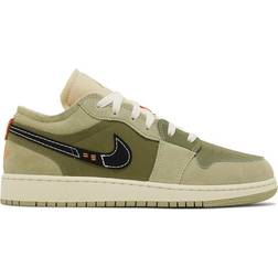 NIKE Air Jordan 1 Low SE Craft GS - Sky J Light Olive/Celadon/Bright Mandarin/Black