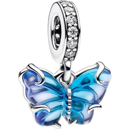 Pandora Butterfly Dangle Charm - Silver/Blue/Transparent