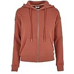 Urban Classics Women's Organic Terry Zip Up Hooded Sweatshirt - Terracotta