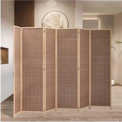 Living and Home Bamboo Woven 6-Panel Folding Room Divider