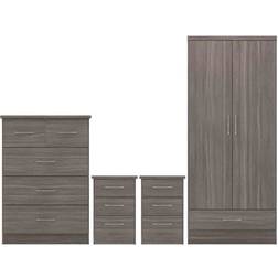 SECONIQUE Nevada Black Wood Grain Wardrobe 78x182.5cm 4pcs