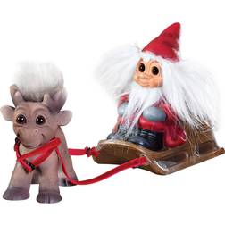 Lykketrold Santa Claus with Reindeer Brave Multicolor Julepynt 14cm