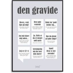 Dialægt Den Gravida A5 Grey Poster 15x21cm