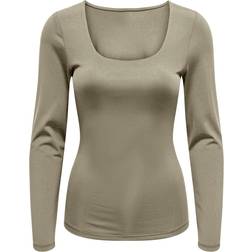 Only Lea Square Neck Rib Top - Spray Green