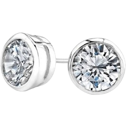 IJewelry2 Bezel Basket Stud Earrings - Silver/Transparent