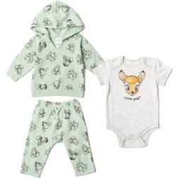 Disney Classics Mickey Mouse Winnie the Pooh Baby Hoodie Bodysuit & Pants 3-pack Set - Bambi