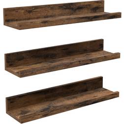 Vasagle Floating Rustic Brown Wall Shelf 38cm 3pcs