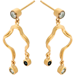 Pernille Corydon Hellir Earrings - Gold/Topaz/Transparent