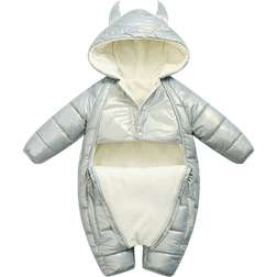 Infant Winter Hooded Cartoon Snowsuit - Grey