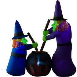 Homcom Inflatable Decorations Halloween Witches with LED Lights 1.8m