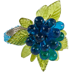 Saro Lifestyle Flower and Leaves Design Beaded Napkin Ring 1.5" 4