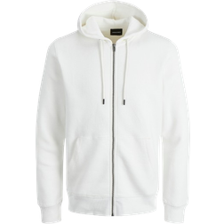 Jack & Jones Star Plain Hoodie With Zipper - White/Cloud Dancer