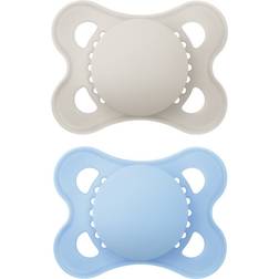 Mam SkinSoft Juego de 2 chupetes originales para bebés respetuosos con los dientes hechos de materiales sostenibles y orgánicos renovables, tetina de silicona, con caja para chupetes, 0-6 meses