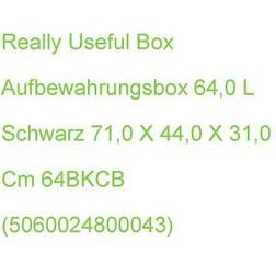 Really Useful Products Plastic 64 Litre Black 440 x 710 x 310 mm Storage Box