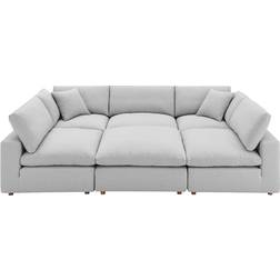 modway 6 - Piece Upholstered Sectional Light Gray Sofa 120" 6 6 Seater