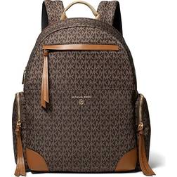 Michael Kors Prescott Large Signature Logo Print Woven Backpack - Brown/Acorn