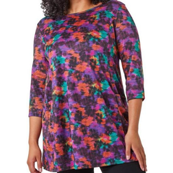 Roman Curve Abstract Pocket Stretch Tunic - Purple