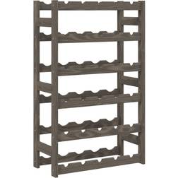 vidaXL grey, 30 bottle Pinewood Wine Rack