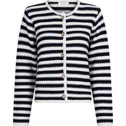Neo Noir Limone Stripe Knit Jacket - Navy/White