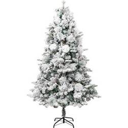 vidaXL Snow+Lights and Pine Cones Green/White Christmas Tree 195cm