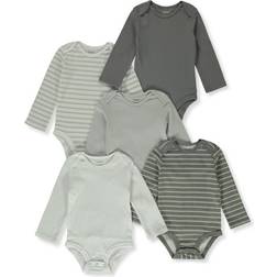 Hanes Baby's Long Sleeve Ultimate Flexy Bodysuits 5-pack - Grey Stripe