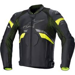 Alpinestars GP Plus R V3 Rideknit Leather Motorcycle Jacket - Black/Yellow Fluo