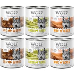 Wolf of Wilderness Umido Per Cane 12 x 800 g Adult Cinghiale Pollo Agnello (Lattine)