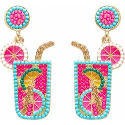 Shein 1pair Style Exquisite Fruit & Beverage Design Stud Earrings