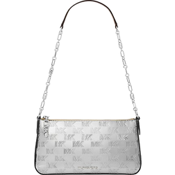 Michael Kors Empire Medium Patent Chain Link Pochette - Silver