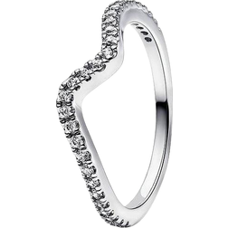 Pandora Sparkling Wave Ring - Silver/Transparent