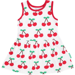 Toby Tiger Organic Cherry Print Summer Dress - Cherry Print/Red Trim