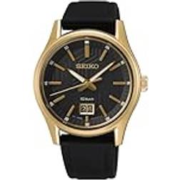Seiko Män analog kvartsur med silikonarmband SUR560P1, Guld