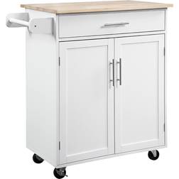 Homcom Kitchen Cabinet Island White Trolley Table 17.8x32.8"