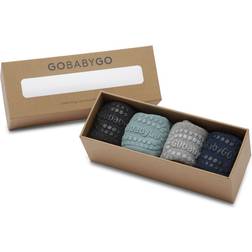 Go Baby Go Baby's Organic Cotton Combo Box Socks 4-pack - Antislip Dusty Blue