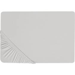 Beliani Fitted JANBU Cotton 200 x 200 cm Light Grey Bed Sheet Grey (200x200cm)