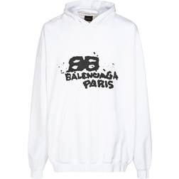 Balenciaga Men's Dirty BB Paris Icon Hoodie - White