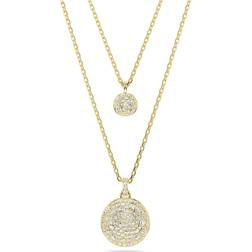 Swarovski Meteora layered pendant, White, Gold-tone plated