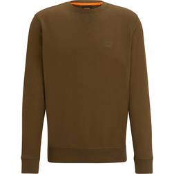BOSS Cotton Terry Sweatshirt with Logo Patch - Open Green