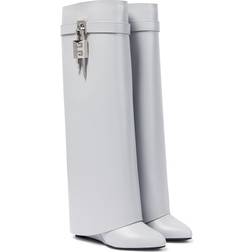 Givenchy Shark Lock Boots In Box Leather - Grey