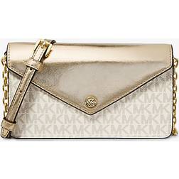 Michael Kors Jet Set Travel Pale Gold Small Flap Clutch Crossbody Bag