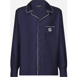 Dolce & Gabbana Silk shirt with DG logo-embroidered patch