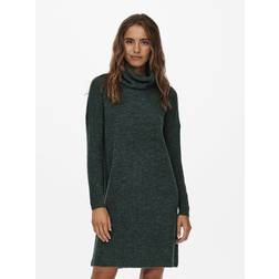 Only Damen Strickkleid Loose Fit Longsleeve Knit Kleid mit Langen Ärmeln Rollkragen Dress Pullover, Farben:Grün,Größe Damen:XS