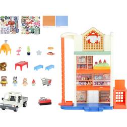 Bluey Bluey Hammerbarn Shopping Center Mega Set, 4 Level, 22" Tall Playset with Working Lift and Trolley Return, Lights and 45 Sounds. 3 Figures. 15 Accessories & Tradie Ute Vehicle Amazon Exclusive