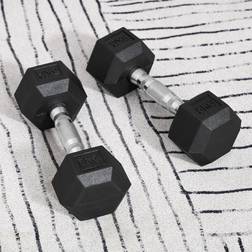 Homcom Hex Dumbbell Rubber Weights Sets 5kg