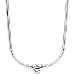 Pandora Moments Heart Clasp Snake Chain Necklace - Silver