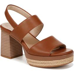 Soul Naturalizer Holly Sandals, Mid Brown Faux Leather, 10.0M Open Toe, Block Heels, Slingback Strap, Antimicrobial Lining Mid Brown Faux Leather 10.0M