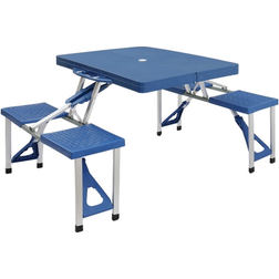 One-Piece Folding Tables and Chairs for Camping Blue