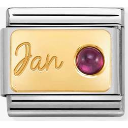 Nomination Composable Classic Link January Birthstone Charm - Silver/Gold/Garnet